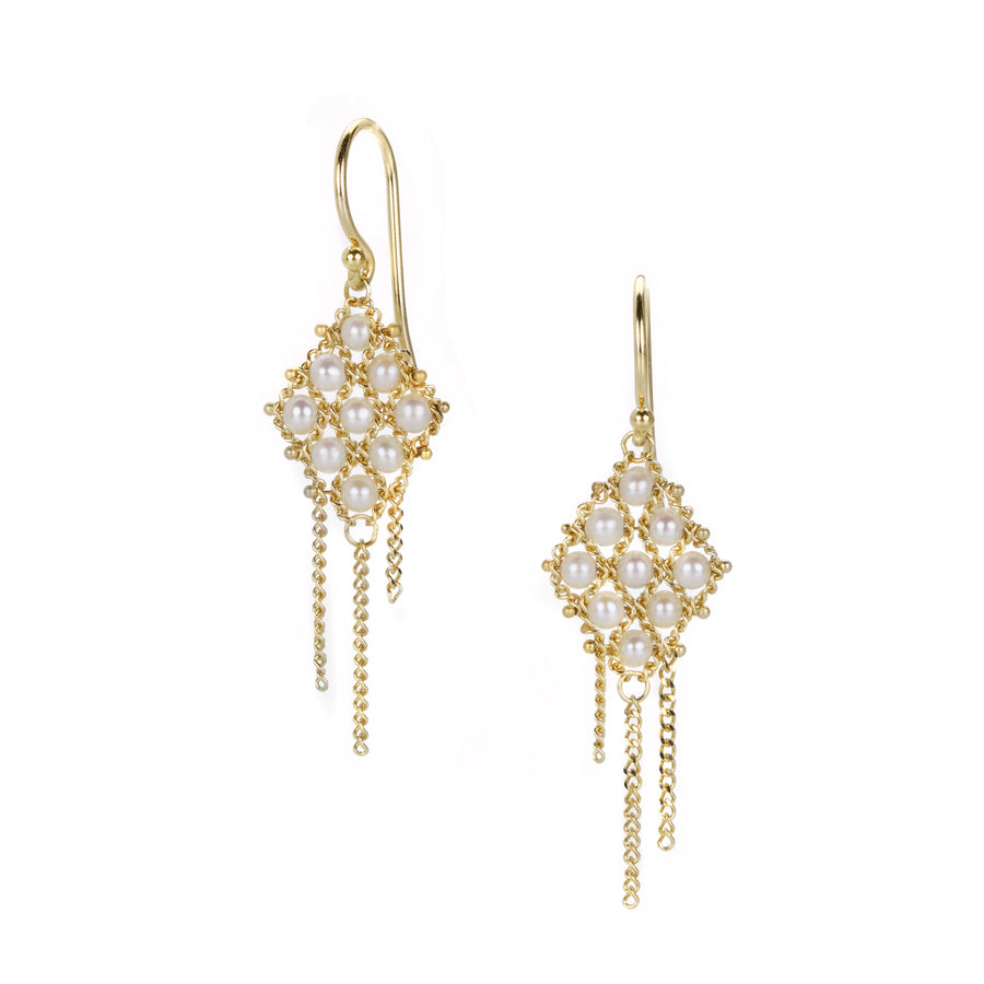 Amali 18k Small Pearl Textile Earrings | Quadrum Gallery