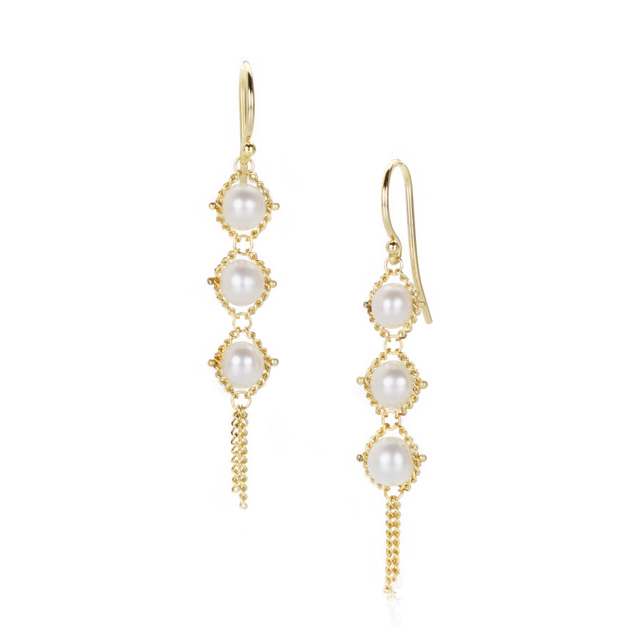 Amali Small Pearl Textile Drop Earrings | Quadrum Gallery