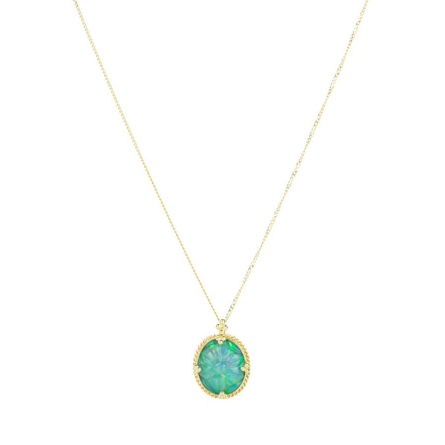 Amali Carved Flower Ethiopian Opal Pendant Necklace | Quadrum Gallery
