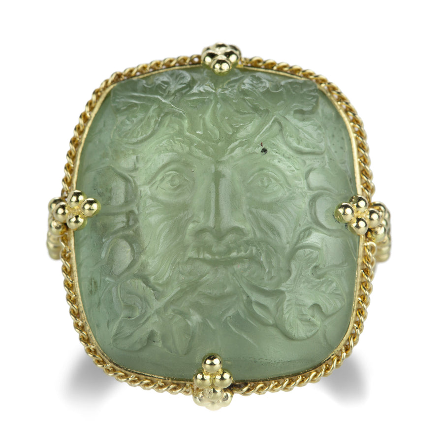 Amali 18k Carved Green Man Beryl Ring | Quadrum Gallery