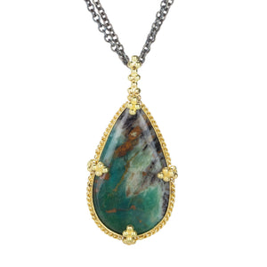 Amali Teardrop Petrified Wood and Opal Pendant Necklace | Quadrum Gallery