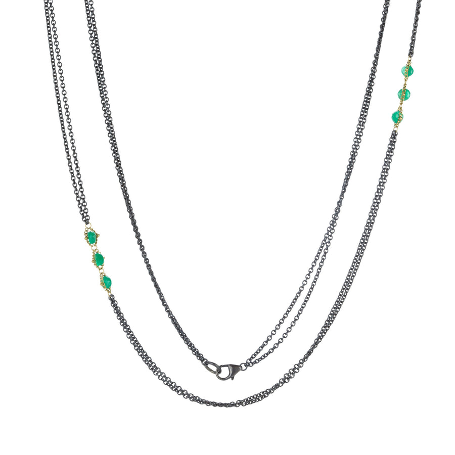 Amali Emerald Triple Textile Station Necklace | Quadrum Gallery