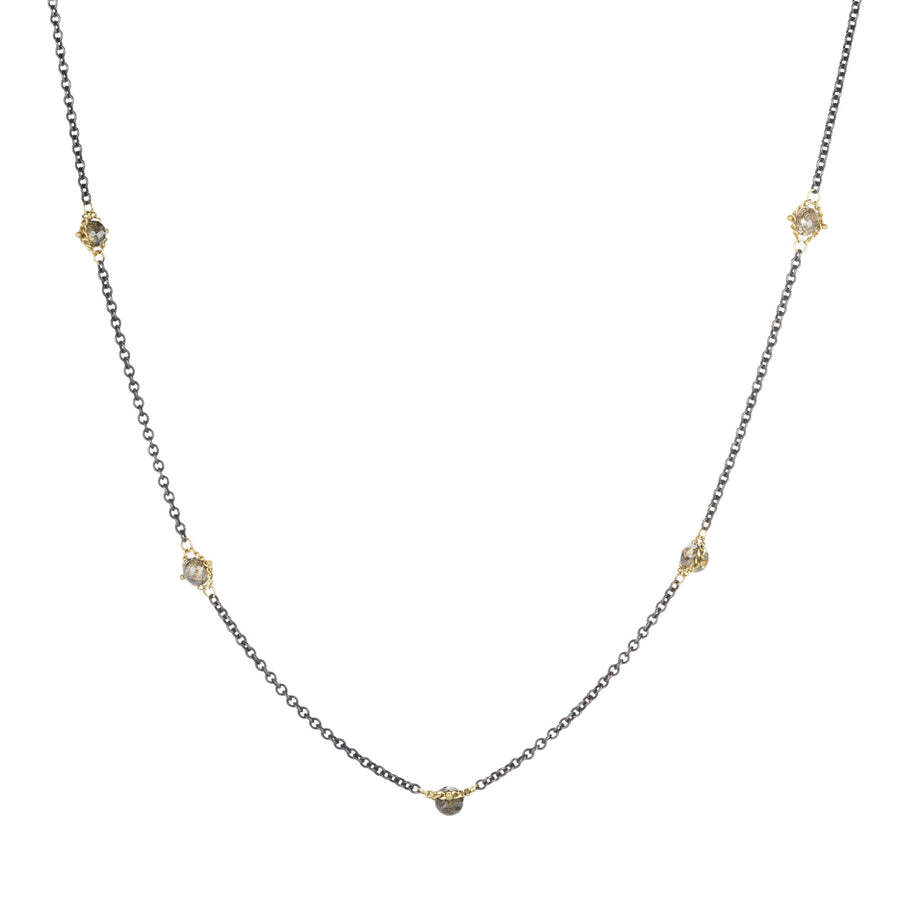 Amali Champagne Diamond Triple Textile Station Necklace | Quadrum Gallery
