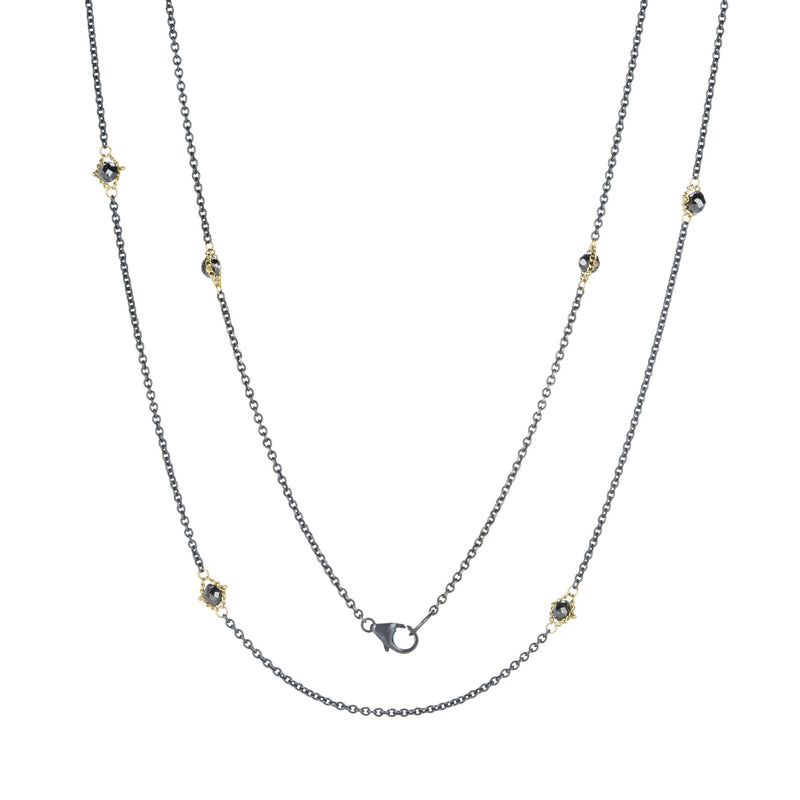 Amali Textile Black Diamond Station Necklace | Quadrum Gallery