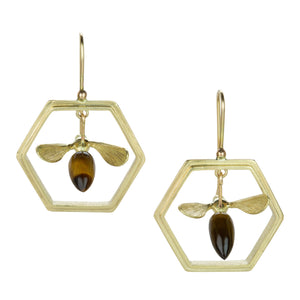 Annette Ferdinandsen Honeycomb Drop Earrings with Tiger's Eye Bees | Quadrum Gallery