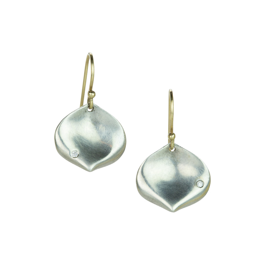 Annette Ferdinandsen Small Silver Rose Petal Earrings with Diamonds | Quadrum Gallery