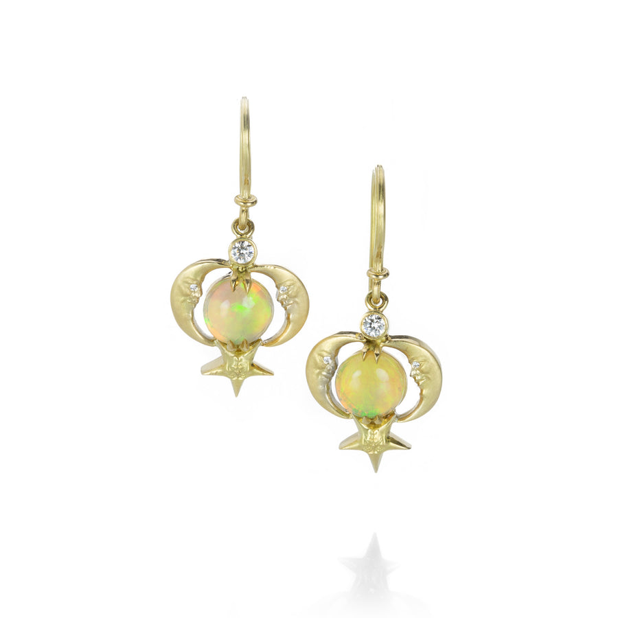 Anthony Lent Crescent Moonface Opal Reflection Earrings | Quadrum Gallery