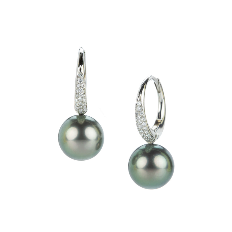 Gellner Platinum Hoops with Silver Pearl Drops | Quadrum Gallery