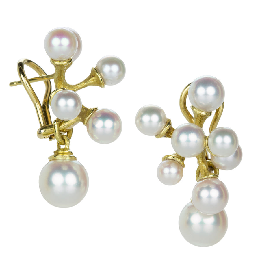 John Iversen  18k Baby Jacks Earrings with Pearl Drops | Quadrum Gallery