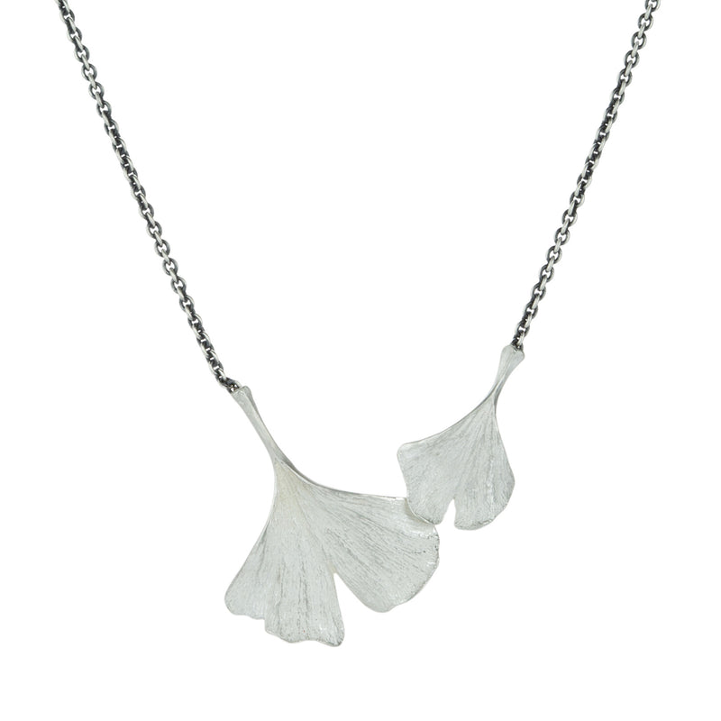 John Iversen Silver Double Gingko Leaf Pendant Necklace | Quadrum Gallery