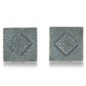 John Iversen Large Double Square Clip On Earrings | Quadrum Gallery