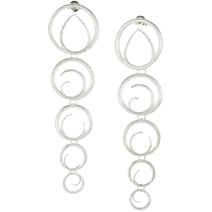 John Iversen 5 Part Sterling Silver Swirl Drop Earrings | Quadrum Gallery