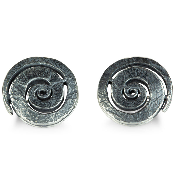 Silver spiral oxidized dangle earrings buy