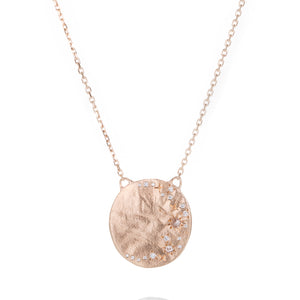 Sirciam Rose Gold Diamond Moon Disc Necklace | Quadrum Gallery