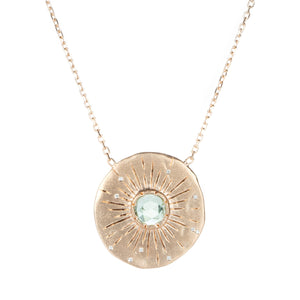 Sirciam Green Tourmaline Etched Sea Disc Pendant Necklace | Quadrum Gallery