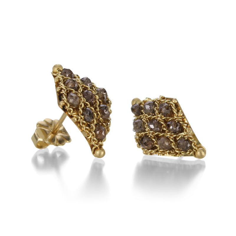 Amali Champagne Diamond Textile Stud Earrings | Quadrum Gallery