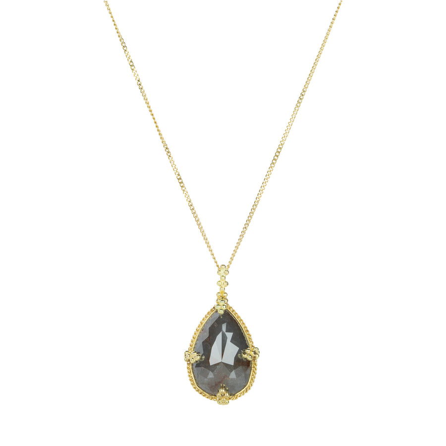 Amali Dark Gray Teardrop Diamond Pendant Necklace | Quadrum Gallery