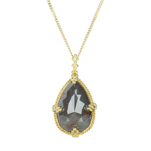 Amali Dark Gray Teardrop Diamond Pendant Necklace | Quadrum Gallery