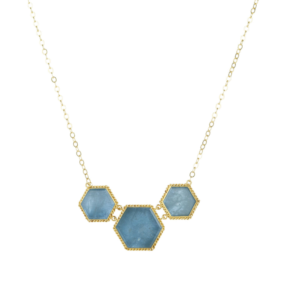Amali Triple Aquamarine Hexagon Necklace | Quadrum Gallery