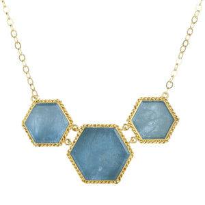 Amali Triple Aquamarine Hexagon Necklace | Quadrum Gallery