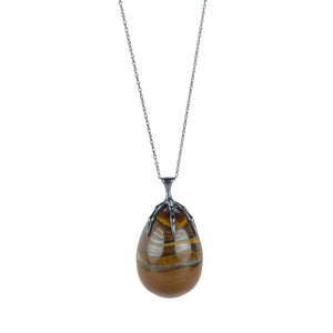 Annette Ferdinandsen Tiger's Eye Quail Egg and Claw Pendant Necklace | Quadrum Gallery