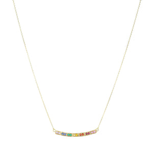 Annie Fensterstock Rainbow Sapphire Bar Necklace | Quadrum Gallery
