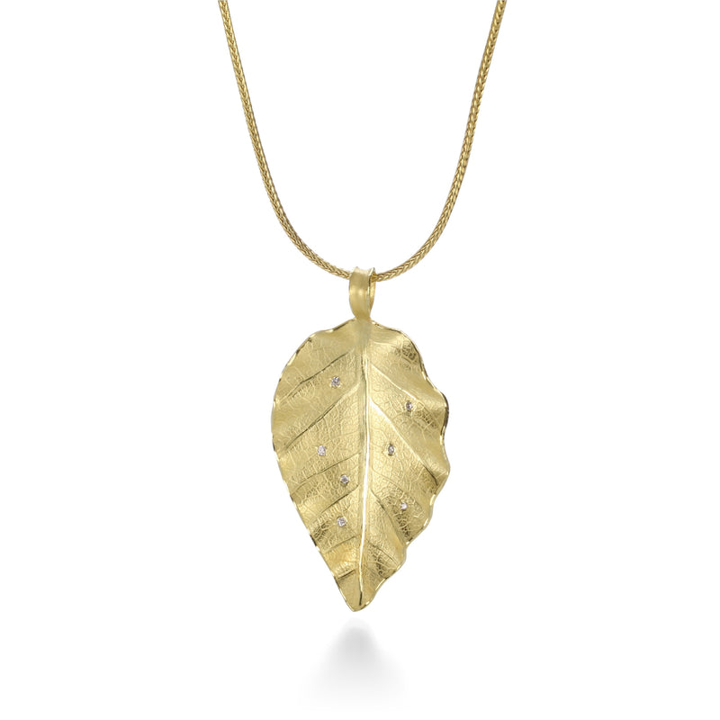 Barbara Heinrich Leaf Necklace with Scattered Diamonds | Quadrum Gallery