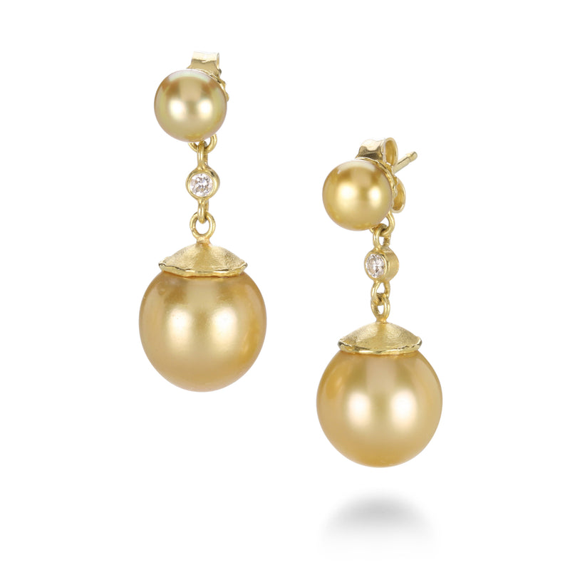 Barbara Heinrich Golden Pearl Drop Earrings | Quadrum Gallery
