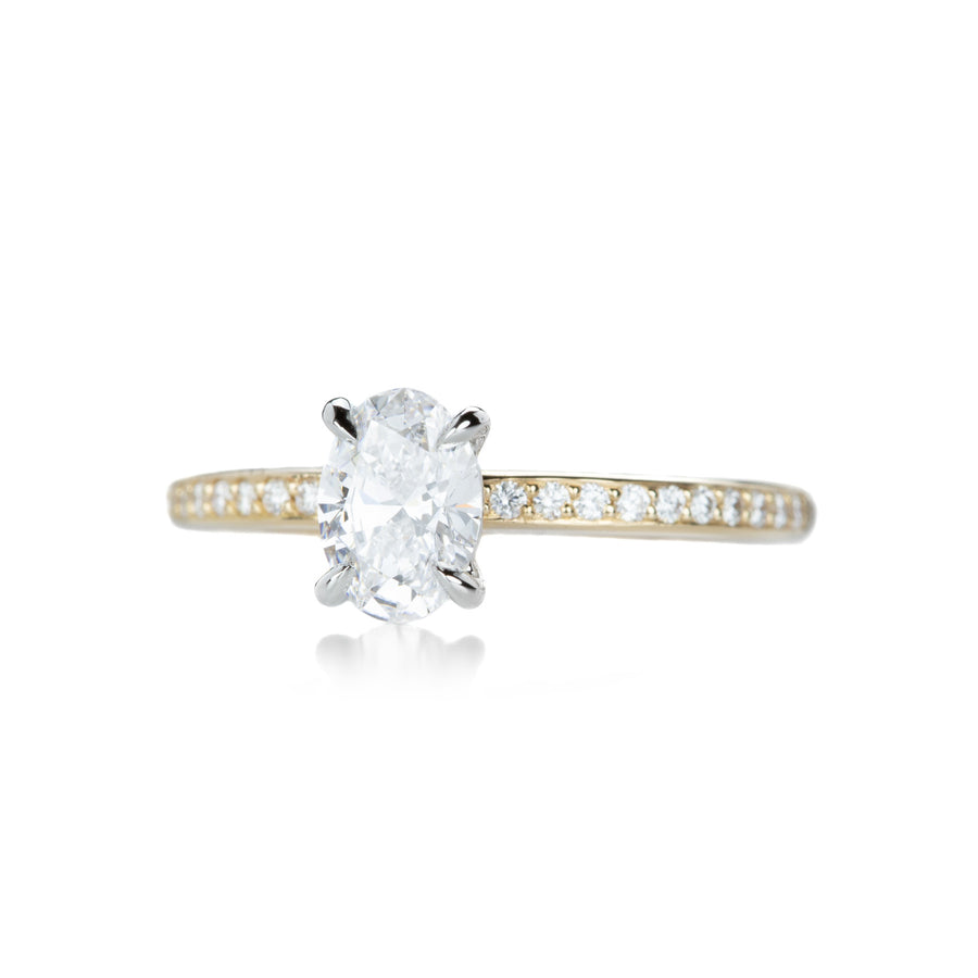 Edward Burrowes Oval Solitaire with Pave Diamond Ring | Quadrum Gallery
