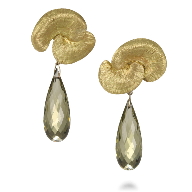 Gabriella Kiss Mushroom Earrings with Olive Quartz Drops | Quadrum Gallery