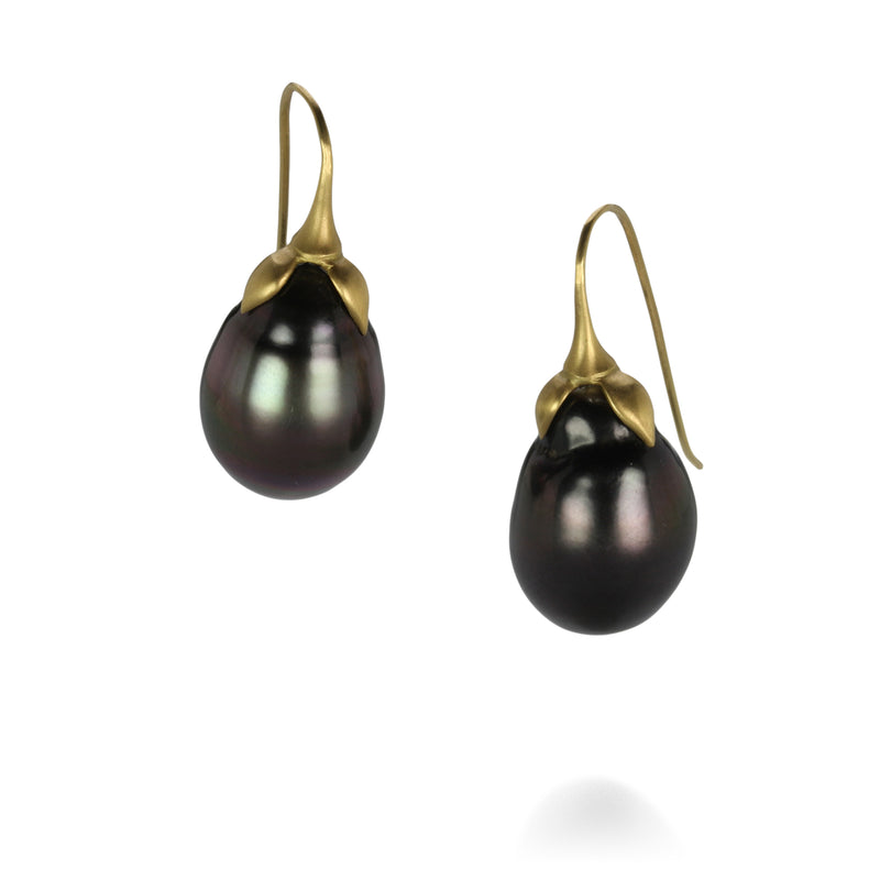 Gabriella Kiss Tahitian Pearl Eggplant Earrings | Quadrum Gallery
