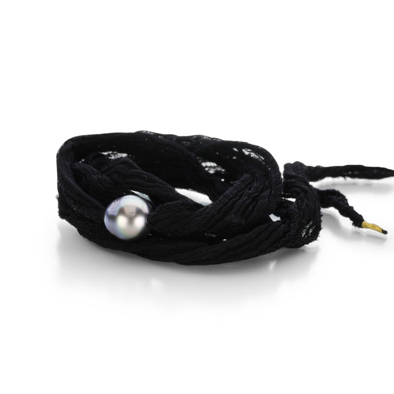 Gellner Black Silk with Pearl Wrap Bracelet | Quadrum Gallery