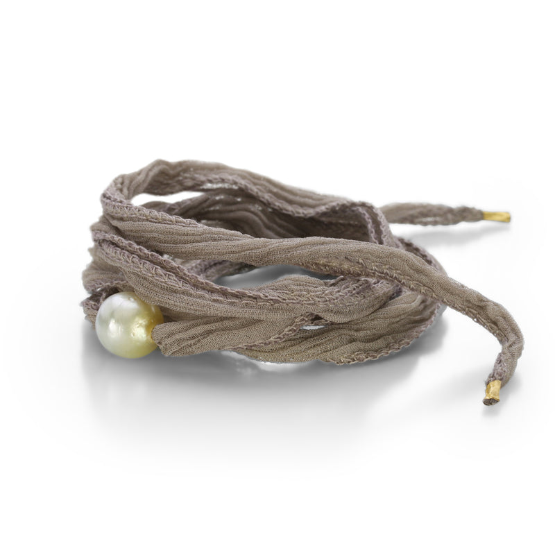 Gellner Taupe Silk with Pearl Wrap Bracelet | Quadrum Gallery