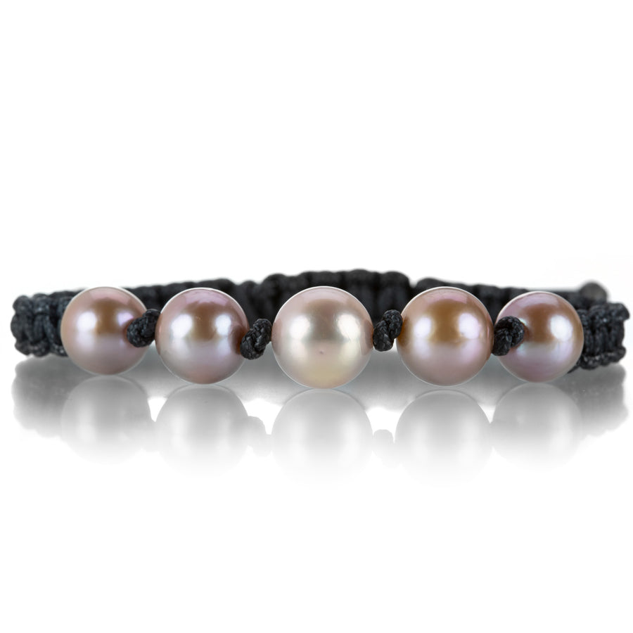 Gellner Dark Gray Macrame Bracelet with 5 Ming Pearls | Quadrum Gallery