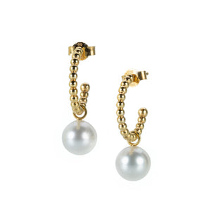 Gellner Rose Gold Hoops with South Sea Pearl Drops | Quadrum Gallery