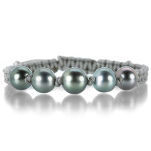 Gellner Gray Macrame Bracelet with 5 Gray Tahitian Pearls | Quadrum Gallery