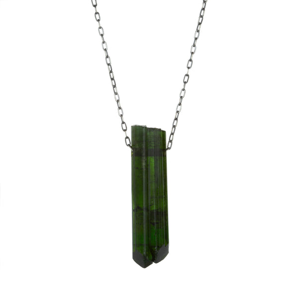 Green Tourmaline Pendant, Handmade 925 Sterling Silver Dangle