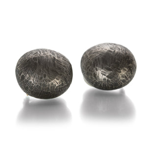 John Iversen Oxidized Silver 3D Pebble Earrings | Quadrum Gallery