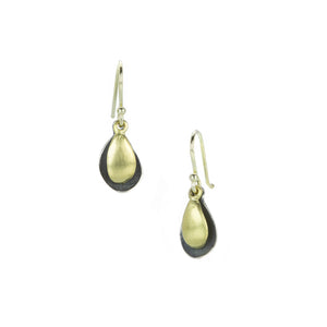 John Iversen Oxidized Silver and Gold Tiny Double Leaf Earrings | Quadrum Gallery