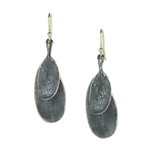 John Iversen Oxidized Sterling Silver Double Leaf Earrings | Quadrum Gallery