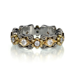 Nathan Levy Platinum and Gold Scroll Band | Quadrum Gallery