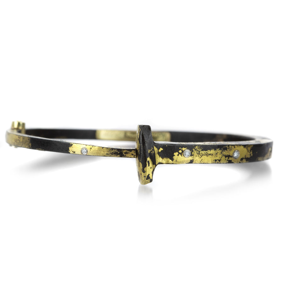 Pat Flynn Iron Nail Bracelet with 9 Diamonds and Gold Dust | Quadrum Gallery