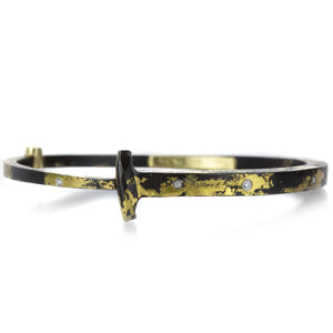 Pat Flynn Iron Nail Bracelet with 9 Diamonds and Gold Dust | Quadrum Gallery