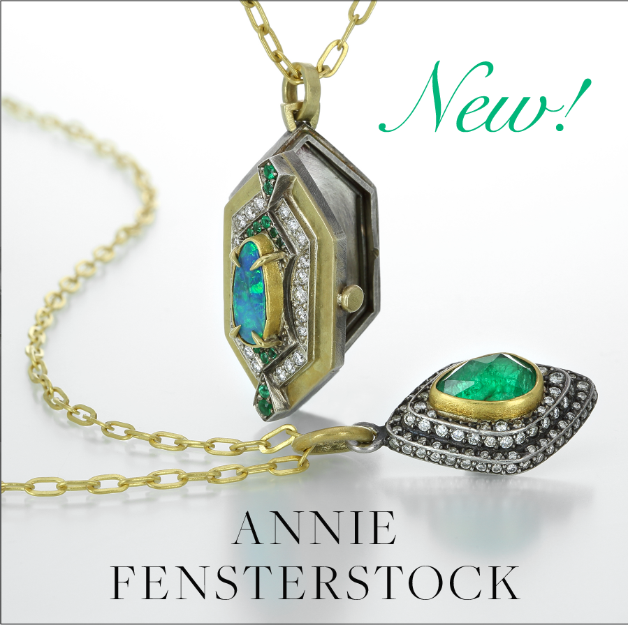 annie fensterstock jewelry, annie fensterstock locket, annie fensterstock necklaces, annie fensterstock rings, annie fensterstock earrings, opal jewelry, oxidized silver jewelry, emerald necklace