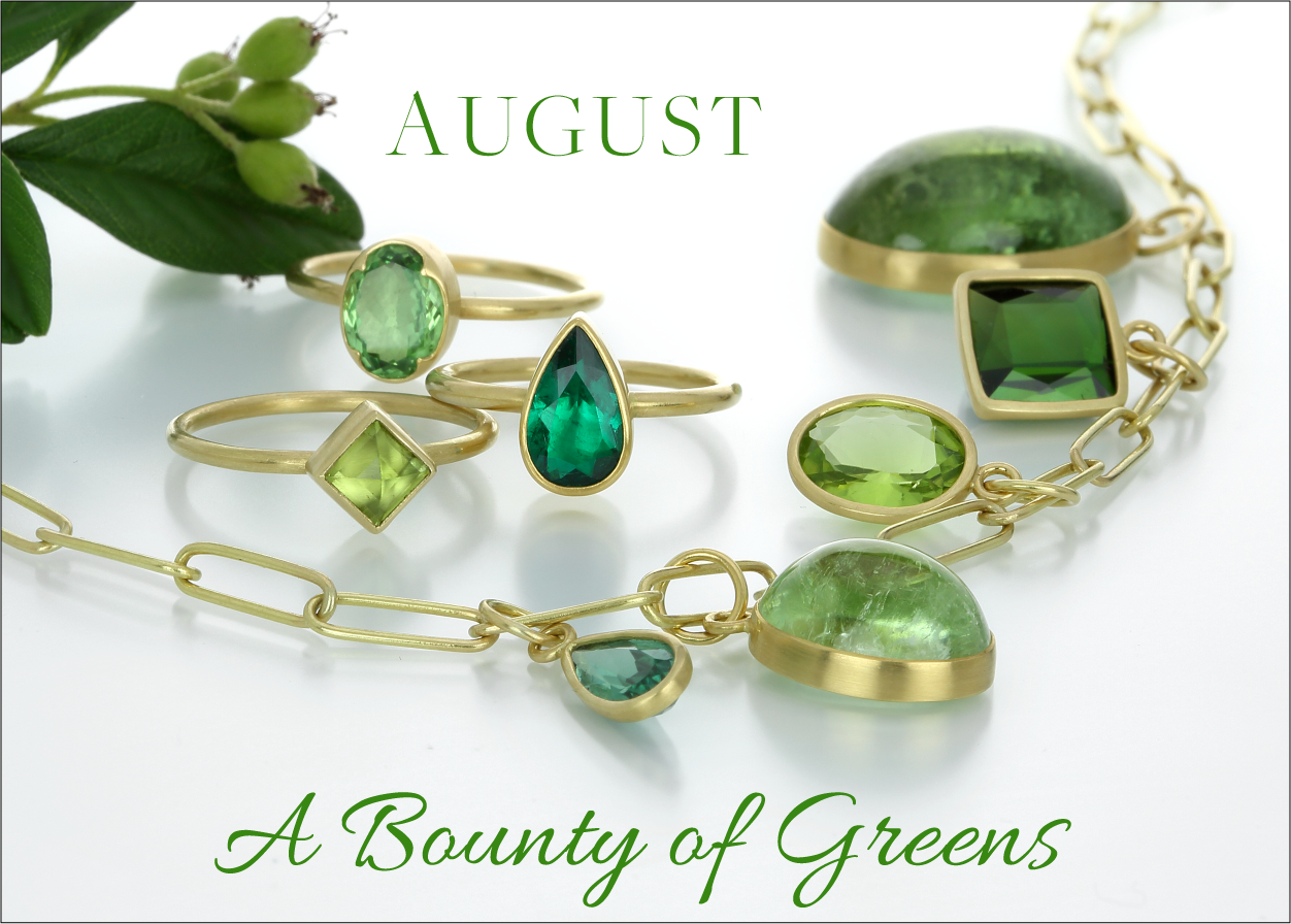 august birthstone, august jewelry, peridot rings, peridot necklace, peridot pendants, emerald rings, emerald pendants, tourmaline rings, tourmaline pendants, gemstone rings, gemstone earrings, gemstone necklaces
