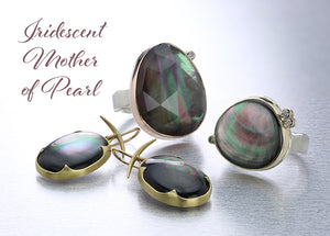 mother of pearl jewelry, black mother of pearl jewelry, mother of pearl earrings, mother of pearl necklaces, mother of pearl rings, fine jewelry boston, designer jewelry boston, gemstone earrings, gemstone rings