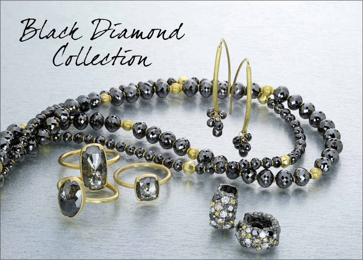 black diamond jewelry, black diamond earrings, black diamond necklace, black diamond hoops, black diamond rings, gabriella kiss black diamonds, barbara heinrich black diamonds, designer jewelry, best of boston fine jewelry