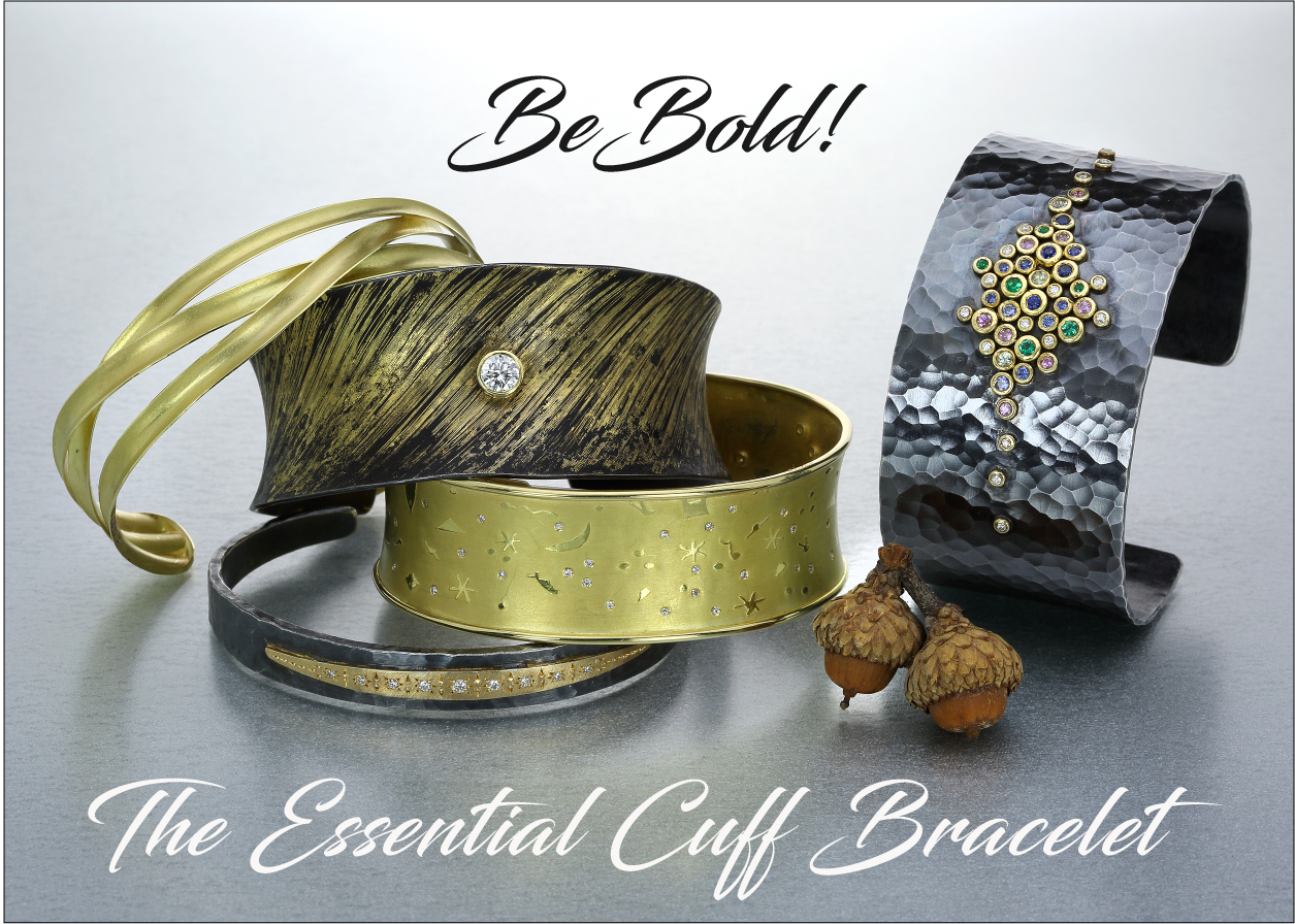 cuff bracelets, statement cuffs, handcrafted cuff jewelry, designer cuffs, fine jewelry cuffs, 18k yellow gold cuffs, oxidized sterling silver cuffs, cuffs with diamonds