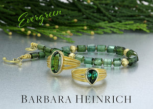 barbara heinrich jewelry, emerald jewelry, emerald ring, tourmaline jewelry, tourmaline rings, tourmaline earrings, green jewelry 