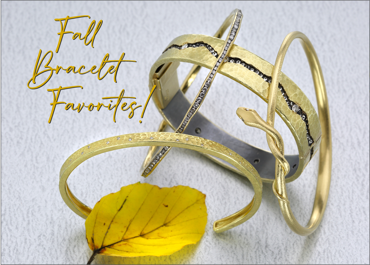 fall bracelets, 18k yellow gold bracelets, diamond bangles, snake bangle, gabriella kiss jewelry, todd pownell jewelry, barbara heinrich jewelry, gold bangles, gold bracelets, unique bangles